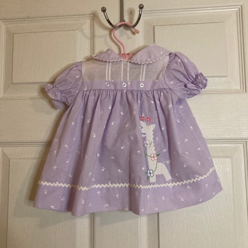 COPY - VINTAGE Purple White Llama Print Dress